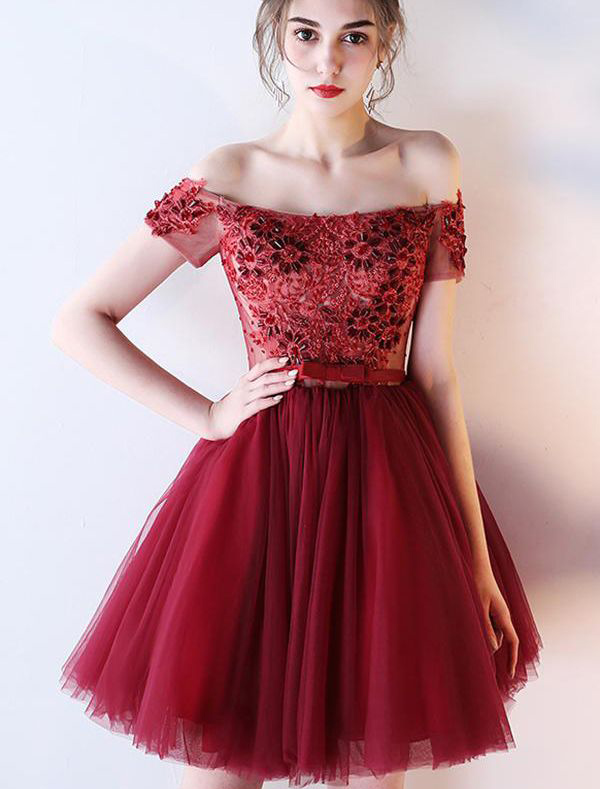 Homecoming Dresses, Homecoming Dresses 2018, Off Shoulder Homecoming Dresses, Tulle Homecoming Dresses, Short Homecoming Dresses, Short Prom
