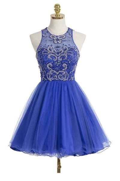 Homecoming Dresses, Homecoming Dresses 2018, Backless Homecoming Dresses, Short Homecoming Dresses, Sapphire Blue Homecoming Dresses, Short Prom