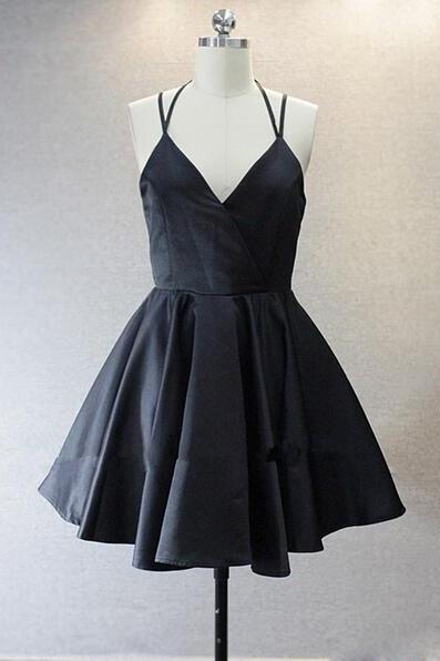 Homecoming Dresses, Homecoming Dresses 2018, Spaghetti Strap Homecoming Dresses, V-neck Homecoming Dresses, Satin Homecoming Dresses, Short Prom Dresses, Short Party Dresses, Prom Dresses, Cocktail Dress