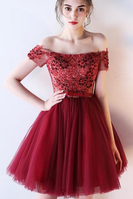 Homecoming Dresses, Homecoming Dresses 2018, Off Shoulder Homecoming Dresses, Tulle Homecoming Dresses, Short Homecoming Dresses, Short Prom