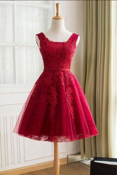 Homecoming Dresses, Homecoming Dresses 2018, Round Neck Homecoming Dresses, Sleeveless Homecoming Dresses, Applique Homecoming Dresses, Short
